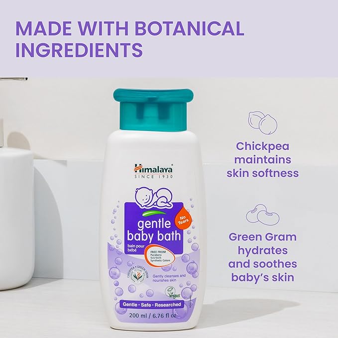 Himalaya Gentle Baby Bath, Gentle, Non-Irritating Cleanser for Nourishing Your Baby’s Skin, 6.76 oz