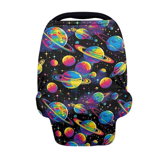 GIFTPUZZ Universe Multi-Functional Nursing Cover - Soft & Breathable Breastfeeding Scarf, Car Seat Canopy, Grocery Cart & Stroller Protector - Universal Fit for Moms