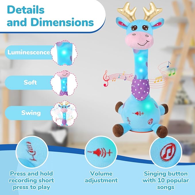 DancingTalking Toys Recording and Repeating Plush Baby Toys 6 to 12 Months Toys, Singing Talking Baby Developmental Toy, Birthday Gifts for Infants Toddlers