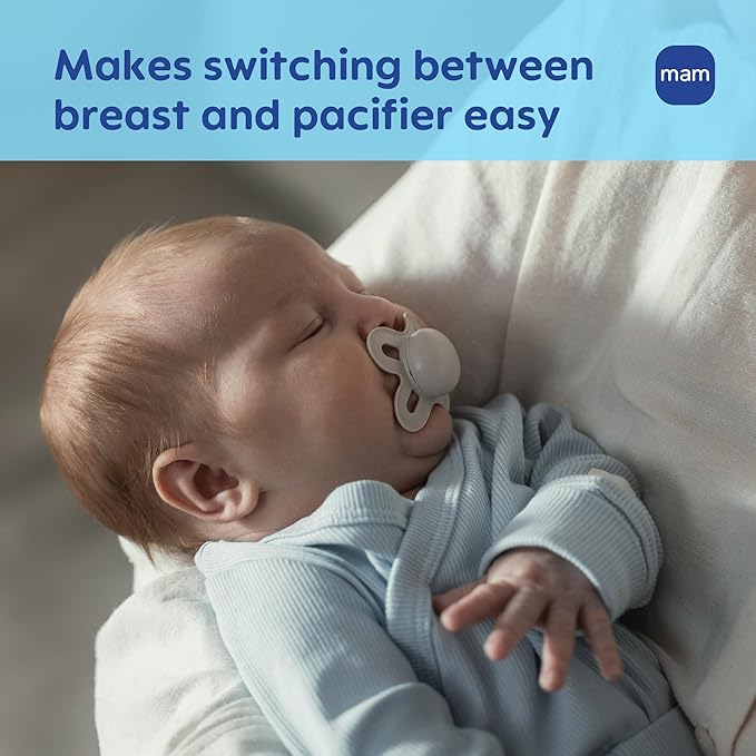 MAM Original Start Matte Baby Pacifiers 0-3 Months, BPA-Free Skin Soft Silicone Nipple, Developed with Medical Experts Specially for Smaller Newborn Mouths, Easy to Clean, 2 Pk with Sterilizer Case
