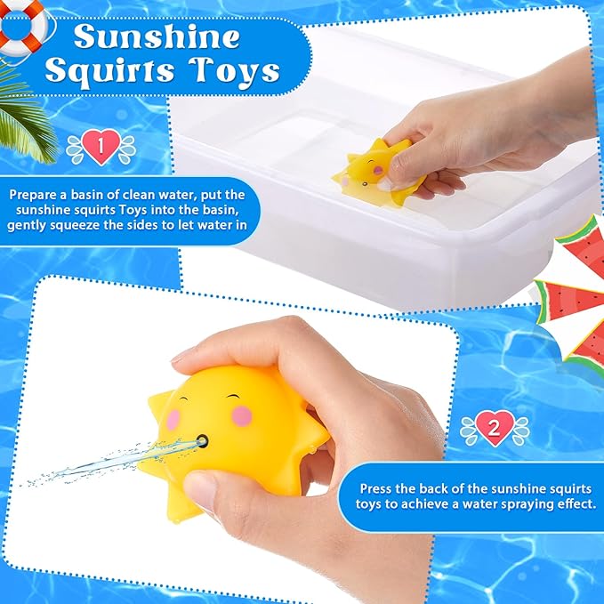 Blueweenly 36 Pcs You are My Sunshine Squirts Bath Toys Swimming Pool Toys Bathtub Favors for Sun Party Birthday Summer Pool Activity Gifts Decorations