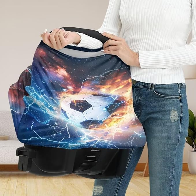 Coldinair Lightening Fire Football Baby Car Seat Covers for Boys Multi-use Cover,Baby Carseat Canopy,Nursing Cover for Breastfeeding