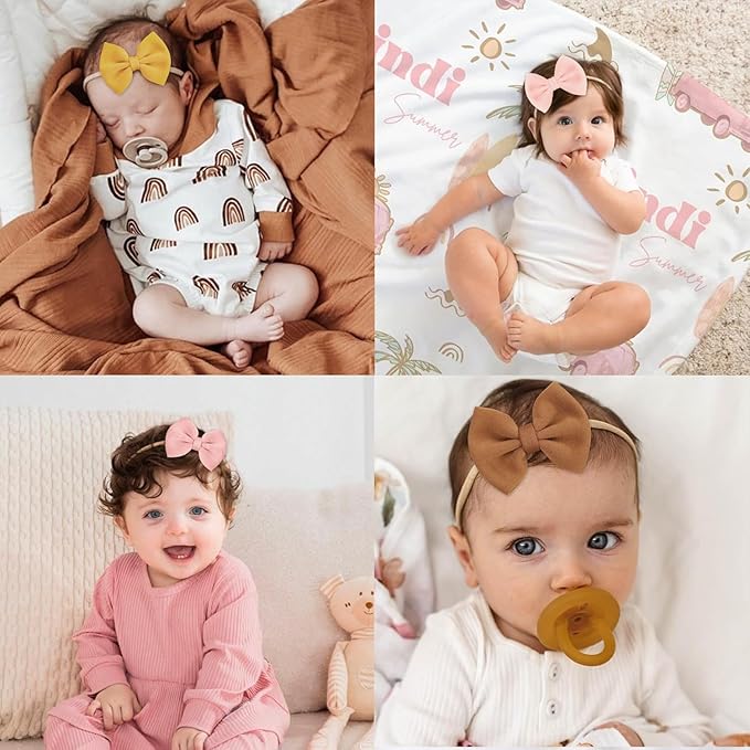 XIMA 20pcs Baby Puff Bow Headband,Boutique Single Puff Bows Headbands for Baby Girls,Hair Band Hair Accessories for Infants Newborn Toddler