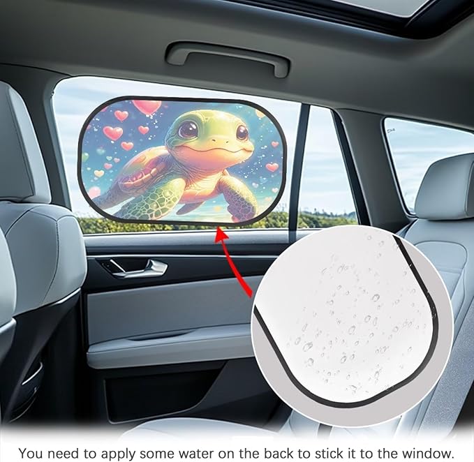 Bulopur Cartoon Turtle 2 Pack Car Window Shades Glare Shield Protection Car Shades Back Windows Baby Universal Car Interior Accessories Car Sun Shade