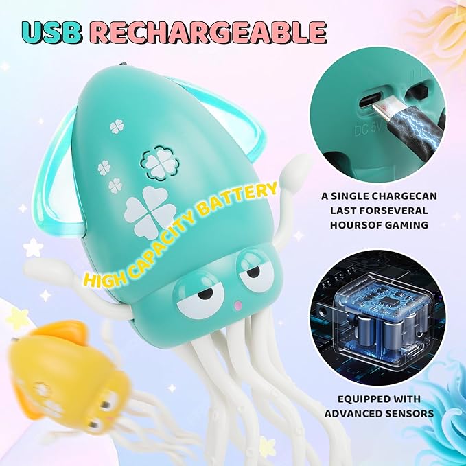 Dancing Octopus - Electric Crawling Musical Baby Toy with LED Lights & Music, Rechargeable Interactive Sensory Toy, Perfect Christmas Birthday Gift for Infants Kids, Tummy Time Fun(Pink)