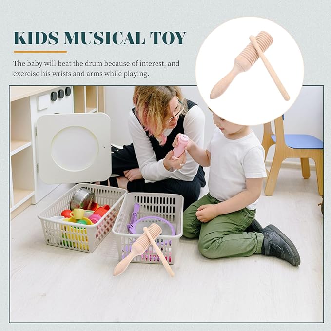 Kisangel Wood Guiro Instrument, Percussion Tone Block with Rhythm Sticks, Educational Musical Instruments Craft for Preschool Wooden Baby Toys
