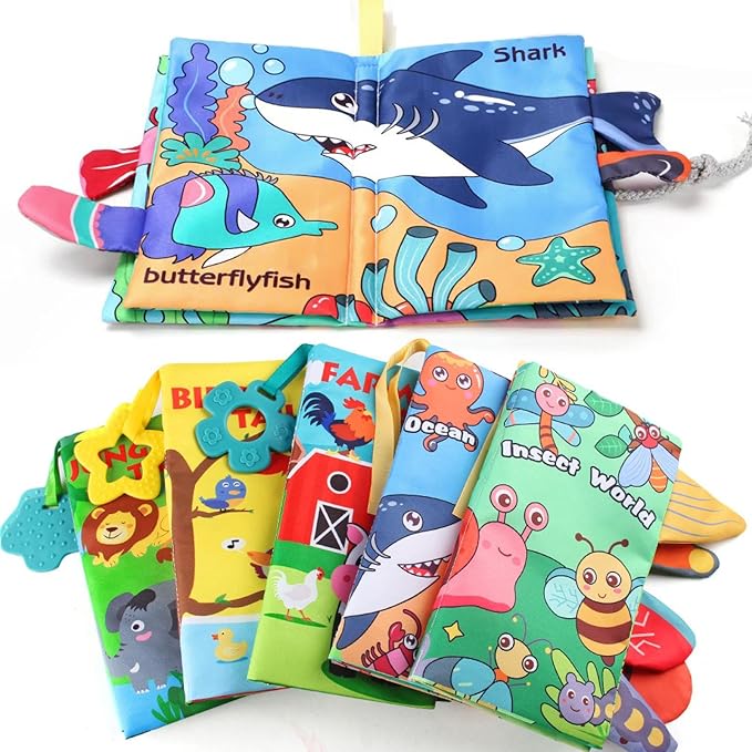 Baby Cloth Book Toys with Tails, Stroller Soft Toys for Infant Baby 0-18 Months (Flying Animals)