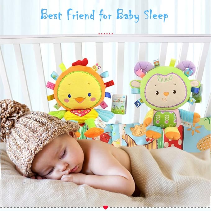 Monkey Taggie Activity Blanket and Sensory Toy Baby Gifts for Newborns Baby,Infant,Lovey Soft Toy - Clam Down and Play Your Baby, Baby taggy Toy