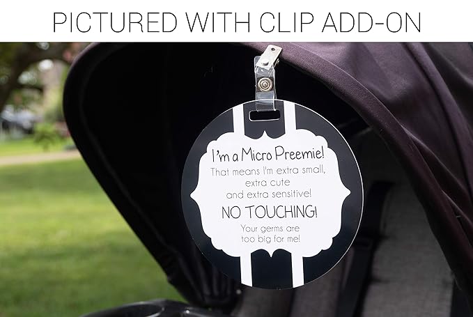 Three Little Tots Two Pack - Micro Preemie No Touching Baby Car Seat and Stroller Signs - CPSIA Safety Tested