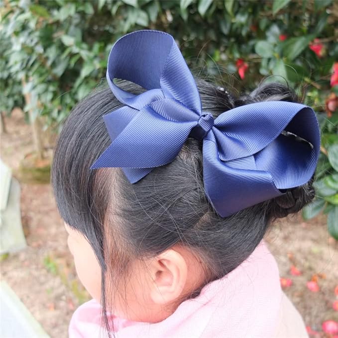 24 Pack 6 Inch Hair Bow Clips for Little Girls Grosgrain Ribbon Bow Alligator Clip Toddler Baby Girl Kids Teens Jojo Bows Hair Accessories (24 Colors/6 Inch)
