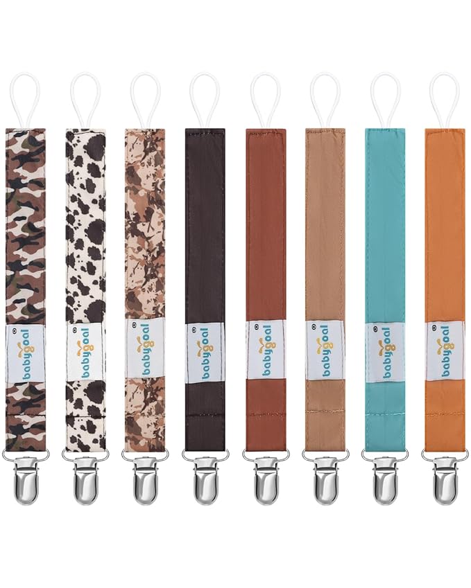 babygoal Baby Neutral Pacifier Clips, 8 Pack Binky Paci Holder Clip for Baby Boys and Girls Fits Most Pacifiers and Binkies