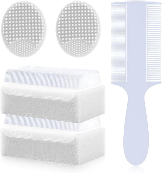 Cradle Cap Brush for Babies, 5Pcs Cradle Cap Treatment Set with Soft Bristle Brushes Silicone Scrubber Long Comb for Newborn Bathing Essentials Baby Brush and Comb Set (White)