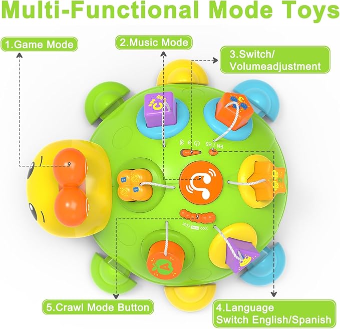 Holaxander Musical Ladybug Baby Toys 6-12 Months, Infant Early Educational Learning Crawling Toys for 1 Year Old Boy, Newborn First Bithday Gift Toy for 7 8 9 10 11 Months Boys Girls (Green)