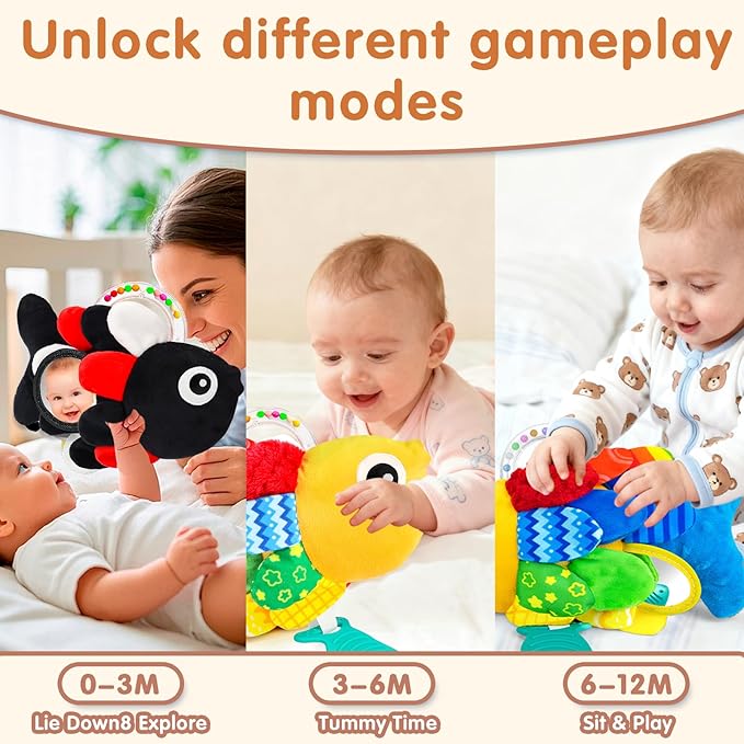 weirtoya Baby Rattles Teething Toys 3-6 Month, Baby Toys for 0-6 Months Infant Toy Sensory Toys with Beads Grasping Shaker, Tummy Time Toys for 0-3 Months, 3-6, 6-12 Months