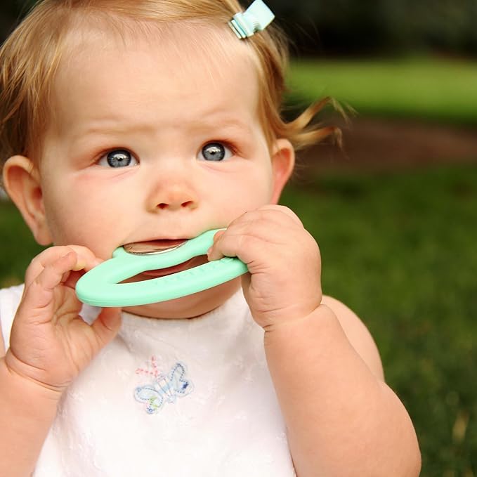 Ice Cold Baby Teether Toy Fast Pain Relief All Natural Silicone and Stainless Steel Ages 3 Mos+ (Mint Green)
