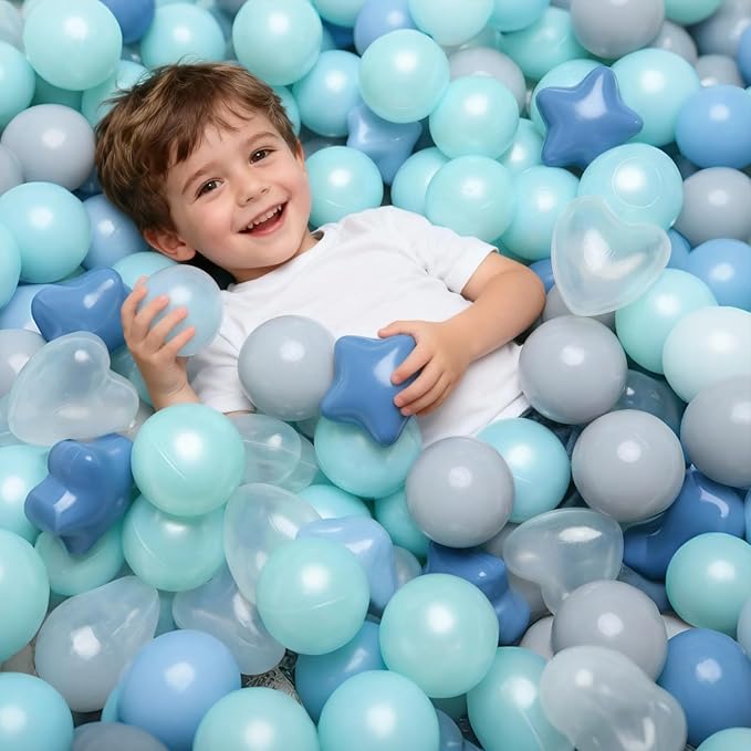 GOGOSO Ball Pit Balls,Plastics Balls for Ball Pit, Stars Hearts Shape for PastelBall for Toddlers Kids