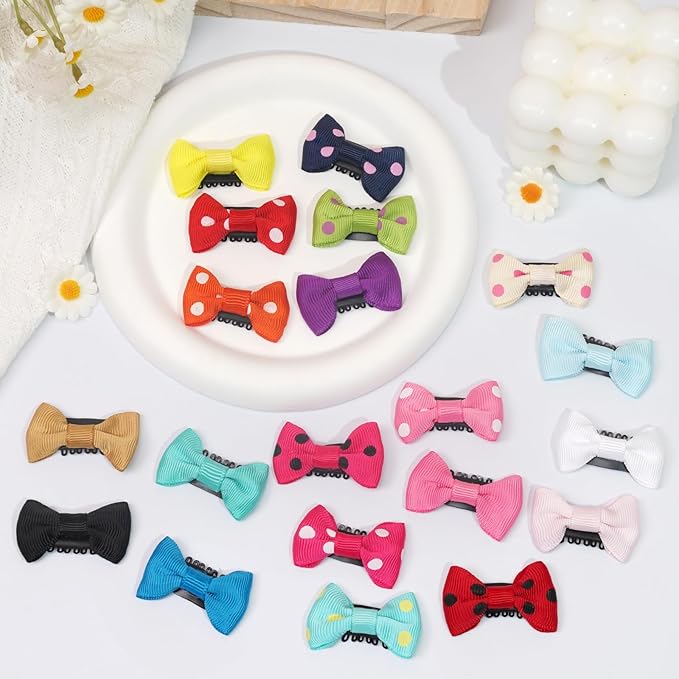 40PCS Baby Girls Fine Hair Clips 1.75Inch Grosgrain Ribbon Hair Bows Snap Hair Clips Barrettes Handmade Hair Accessories For Girls Newborns Infants Toddlers