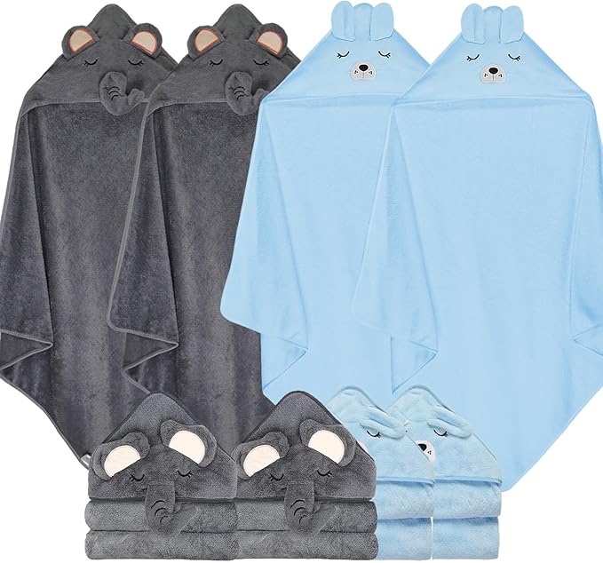 4Pack Baby Towels, Soft Hooded Baby Towels for Newborn Toddler Bath Time, Baby Hooded Towel Set, UltraAbsorbent Toddler Bath Towels