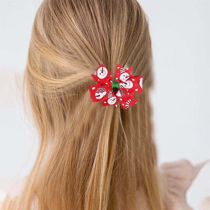 JIAHANG Christmas Floral Printed Hair Bow Clips 24PCS, Swallow Tail Alligator Clips for Baby Girls Toddler Kids