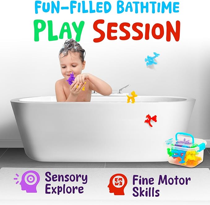 Suction Cup Sensory Bath Toys - Animal No Hole Bathtub Toy Suction Toy for Kids, Toddlers, Sensory Fidget Toy for Classroom Gifts, Travel, High Chair Toys, Party Favors, Stuffers