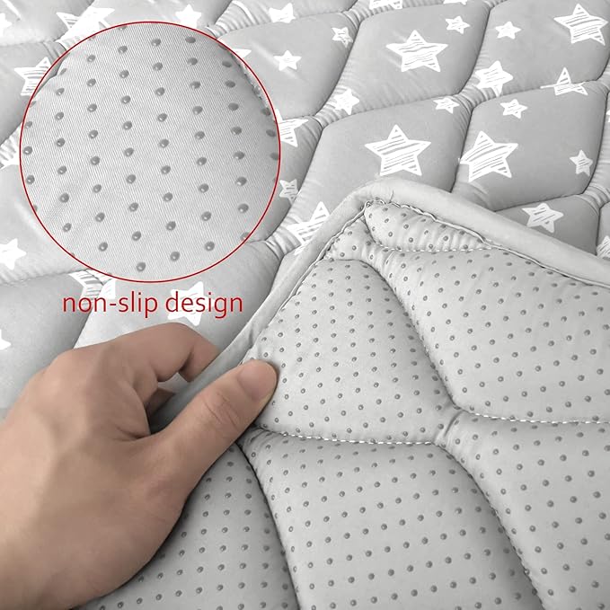 Baby Play Mat 50" X 50" Fit for TODALE Playpen, Non-Slip Baby Playpen Mat for Playing, Grey Star