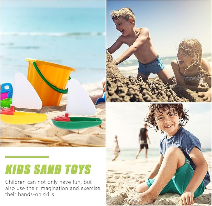 Toyvian DIY Bath Toy Boat & Sailboat 3PCS for Kids Toddler Mold-Free, Small Plastic Boats for Bathtub, Floating Pool Water Toys,Swim Play for Beach Lake Summer, with Educational DIY Sail Design