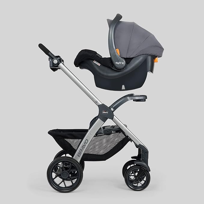 Chicco Bravo 3-in-1 Trio Travel System, Bravo Quick-Fold Stroller with KeyFit 30 Infant Car Seat and Base, Camden/Black