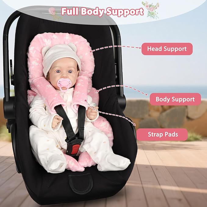 Infant Car Seat Insert, Ultra-Soft Newborn Car Seat Insert, Perfect for Car Seat, Stroller, Swing, Tiny Floral