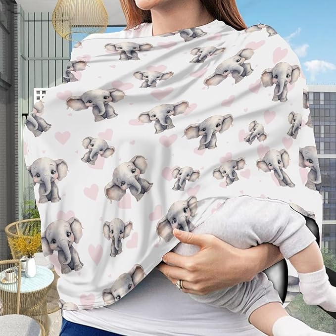 Elephant Nursing Breastfeeding Covers Dust Cover Multi-Purpose Infant Stroller Cover Breastfeeding Scarf Privacy Protection Sun-Proof Stroller Canopy Covers