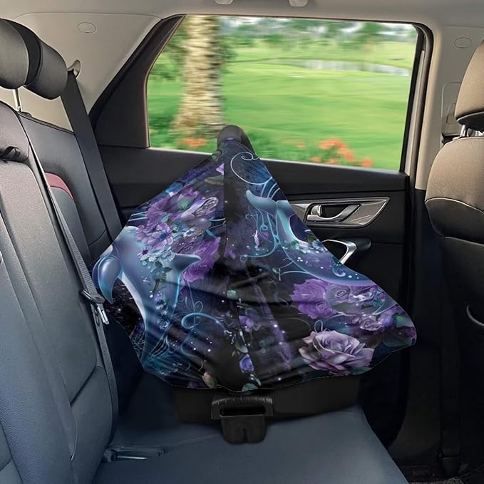 Youngerbaby Dolphin Flower Nursing Cover Carseat Canopy Car Seat Covers for Babies Mom Breastfeeding Scarf Infant Multi Use Cover for Baby Stroller Shopping Cart Feeding High Chair