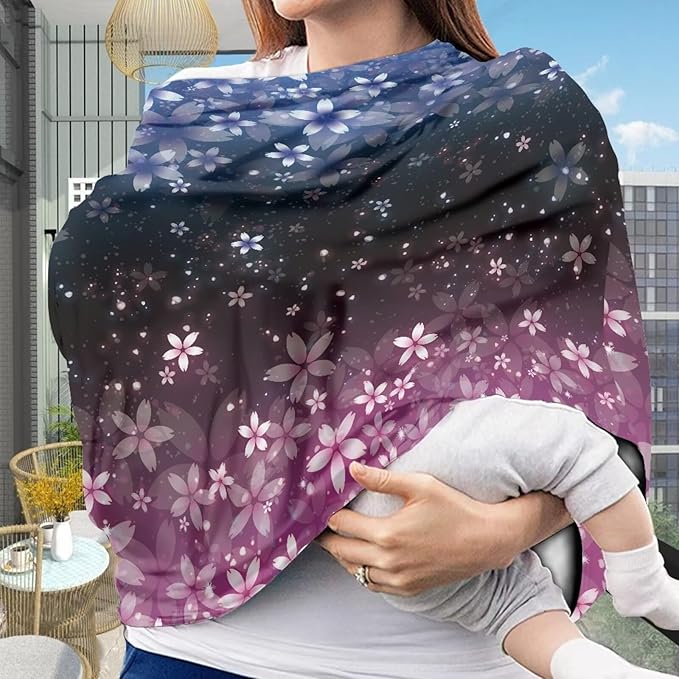 AFPANQZ Cherry Blossom Stretchy Baby Car Seat Nursing Breastfeeding Cover Kit Super Breathable Multiuse Infant Carseat Canopy Stroller Cover Scarf for All Seasons