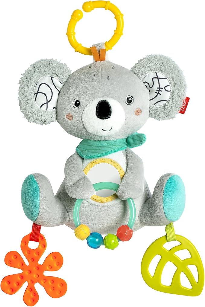 Fehn Activity-Koala – Baby Motorikspielzeug für Kinderwagen, Kinderbett und Babyschale – zum Beißen, Greifen und Geräusche erzeugen – Spielzeug für Babys und Kinder ab 3+ Monaten