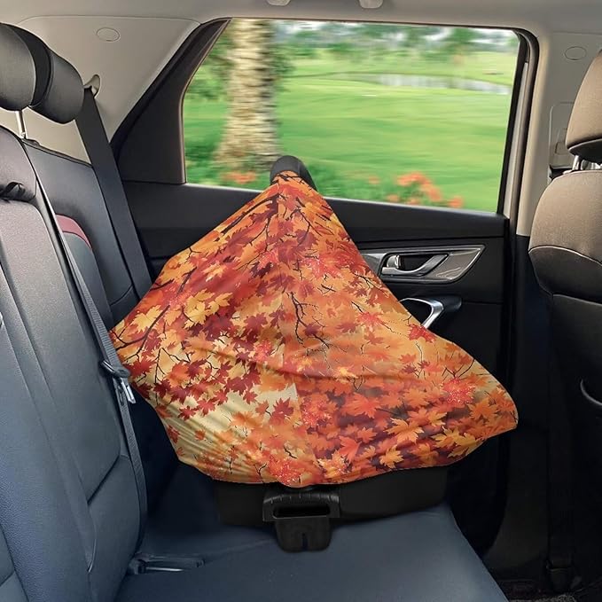 AFPANQZ Maples Stretchy Baby Car Seat Nursing Breastfeeding Cover Kit Super Breathable Multiuse Infant Carseat Canopy Stroller Cover Scarf for All Seasons Girl Boy Baby