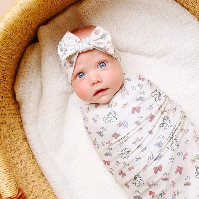 Copper Pearl Baby Stretchy Soft Knit Headband Bow Minnie Mouse's Bowquet