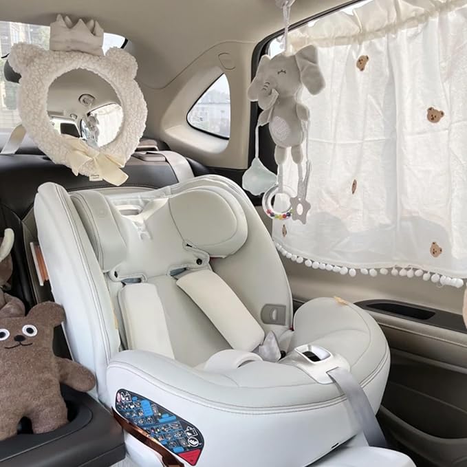 Cute Bear Crown Baby Observation Mirror Safe Seats Rearview Mirror for Parents, Multi functional and Portable Mirror, Pink