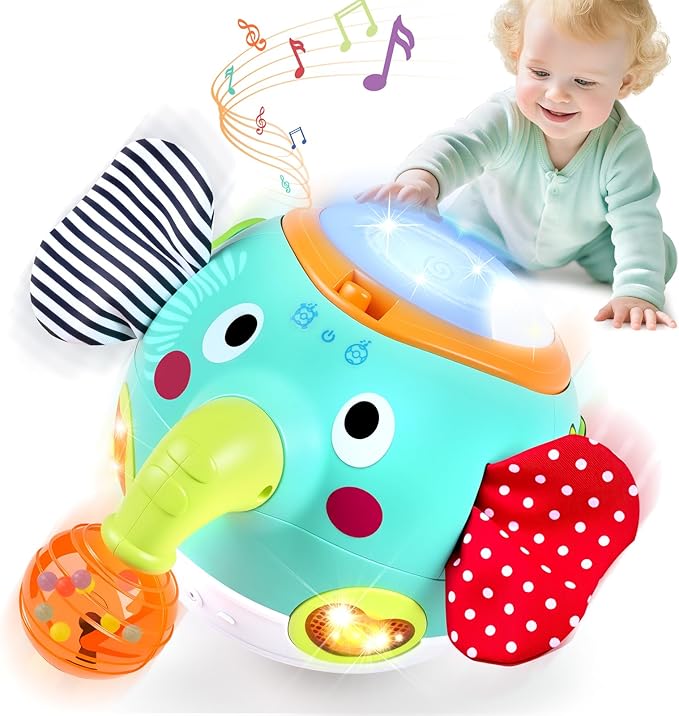 Crawling Toys - Baby Toys 6-12 Months, Elephant Musical Toy with Lights & Sounds, Interactive Learning Baby Crawling Toys for Motor Skills Development, Sensory Toy for Boys Girls, Christmas Birthday
