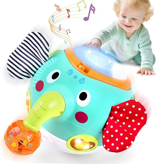 Crawling Toys - Baby Toys 6-12 Months, Elephant Musical Toy with Lights & Sounds, Interactive Learning Baby Crawling Toys for Motor Skills Development, Sensory Toy for Boys Girls, Christmas Birthday