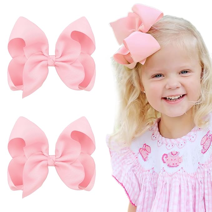 Hair Bows for Girls Alligator Clips Red Pink Grosgrain Ribbon For Valentines Day Solid Color 4PCS Hair Accessories for Little Teen Toddler Girls Kids