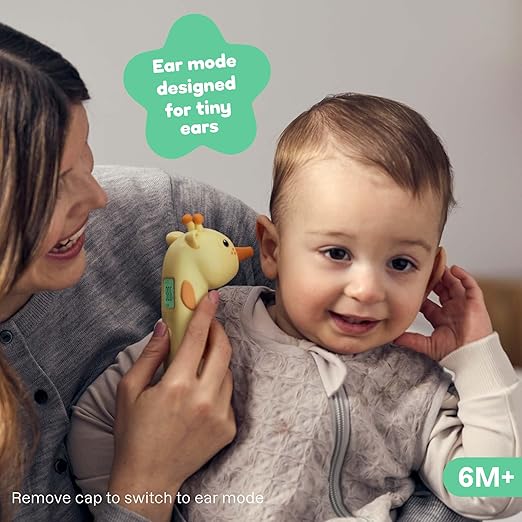 Playhouse MD Baby Thermometer for Kids – Digital Infrared No-Touch Forehead & Ear Thermometer, 3-in-1 Contactless Thermometer with Fever Indicator, Fever Buddy Giraffe