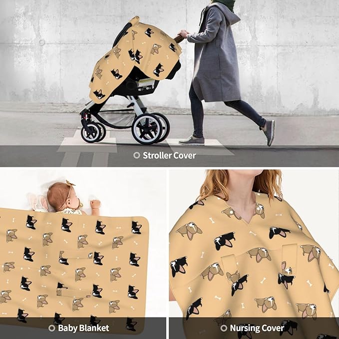 Corgi Gifts for Corgi Lovers Baby Car Seat Canopy Cover 39x27.5 Inches Multi Use Nursing Cover for Newborn Canopy Mom Nursing Breastfeeding Covers