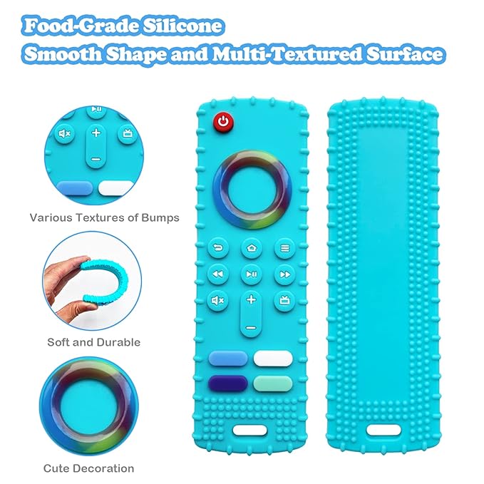 Silicone Baby Teething Toys, TV Remote Teethers for 6-12-18 Months Infant, Fire TV Remote Control Shape Toddlers Teething Remote Teethers, Chew Toys (FTV-1 Pack)