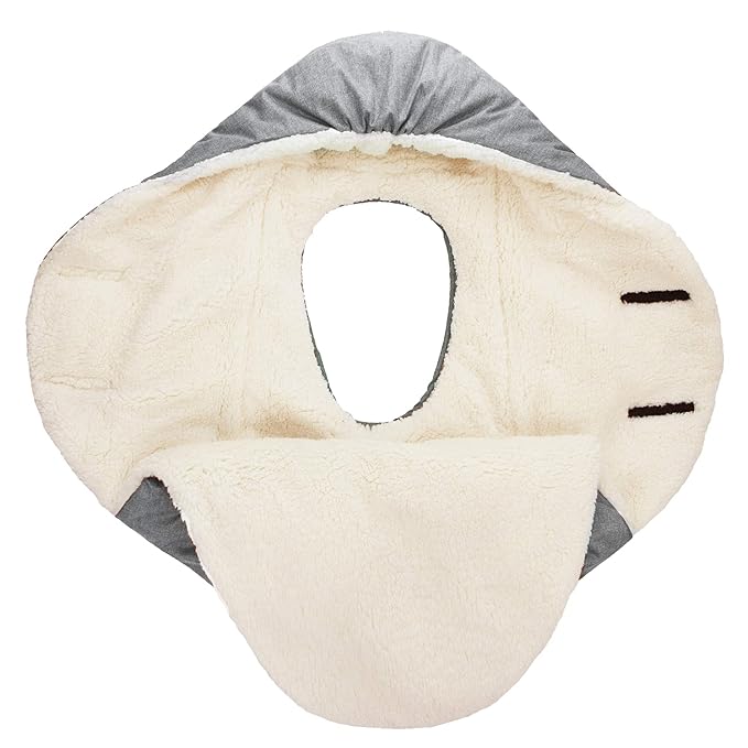 7AM Enfant Baby Car Seat - Nido Quilted Baby carier Cover, Hooded Soft Plush Lining, Stroller | (Heather Grey, Small 0-6M)