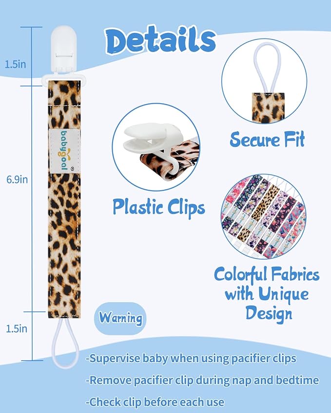 babygoal Flower Pacifier Clips, 8 Pack Binky Paci Holder Clips Fits for Most Baby Pacifiers and Binkies