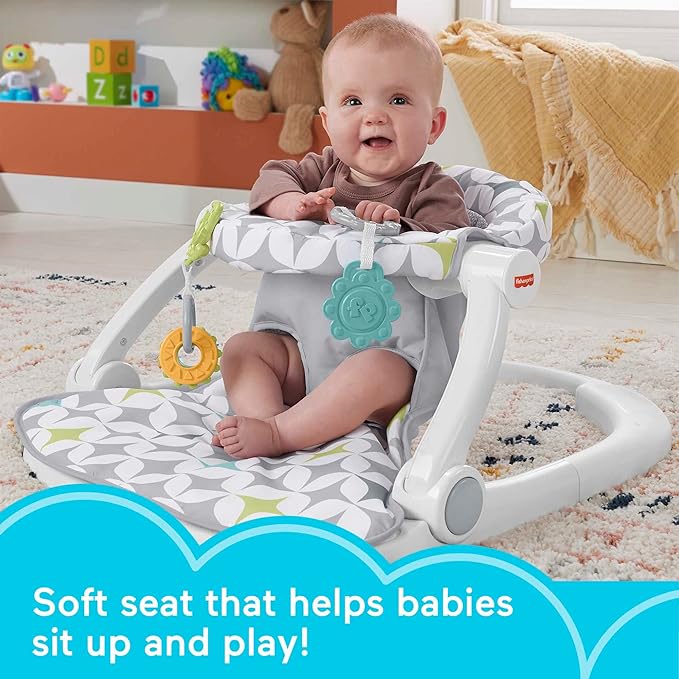 Fisher-Price Baby Portable Chair Sit-Me-Up Floor Seat with Developmental Toys & Machine Washable Seat pad & Newborn Toys Rattle 'n Rock Maracas, Set of 2 Soft Musical Instruments