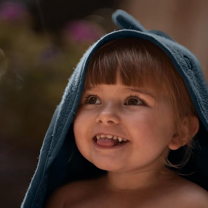 Hooded Baby Towels - 100% Organic Cotton Baby Bath Towels for Baby Boy 32" x 32" Super-Soft and Absorbent Baby Towels for Newborn (Dino - Tradewinds)
