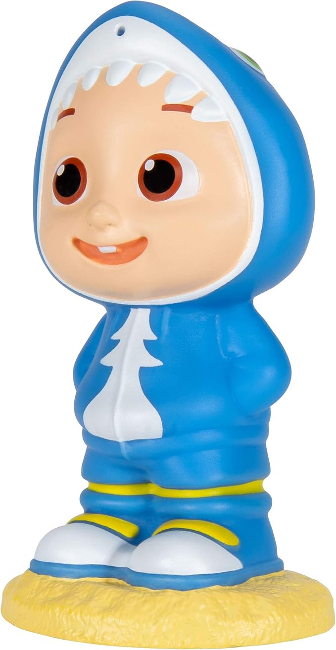CoComelon Official Bath Squirters, Featuring JJ Character Toy (4” Tall) and 2 Sharks (4” Wide), Bath Time Fun Playset - Character Toys for Babies, Toddlers, and Kids
