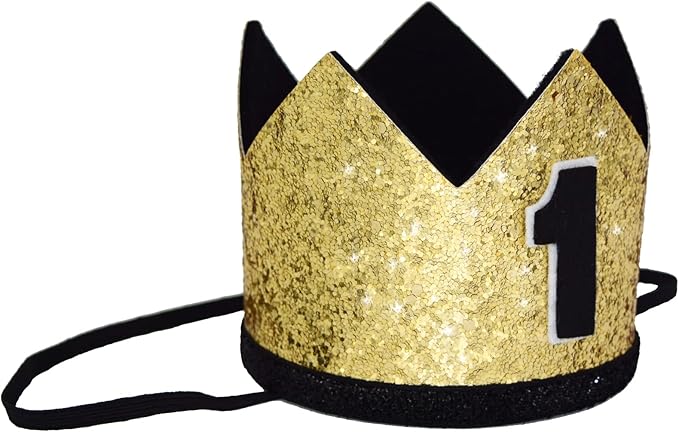 Glitter First Birthday Crown Baby Boy 1st Bday Party Hat Cake Smash Photo Prop