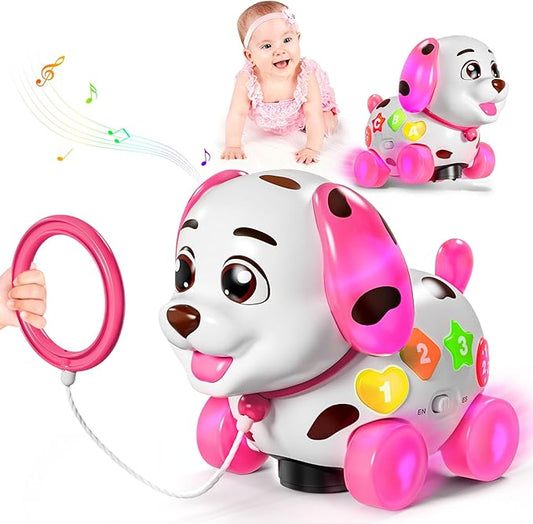 ToddlerCley Musical Puppy Toys for 1 Year Old Girl Gifts, 1st Birthday Gril Gift, Bilingual Baby Toy 6-12-18 Months, Learning Toy for 1 Year Old Boy Present with Sound Light
