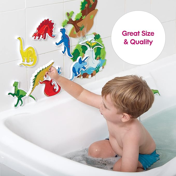 Edushape Magic Creations Foam Sticker Imaginative Bath Tub Activity Play Set, Dinosaurs