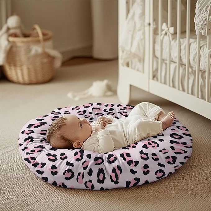 Pink Leopard Newborn Lounger Pillow Cover Removable Soft Comfortable Slipcover for Infant Lounger Pillow Cover Easy to Use and Dustptoof